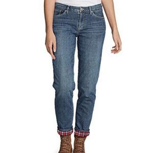 Eddie BAUER Womens Flannel Lined
Boyfriend Blue Denim Jeans size 14